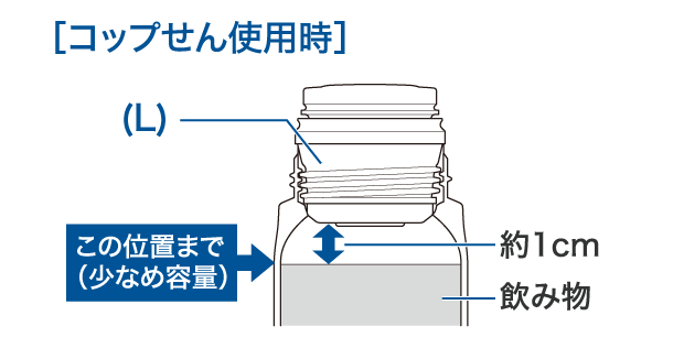 コップユニット この位置まで（少なめ容量）